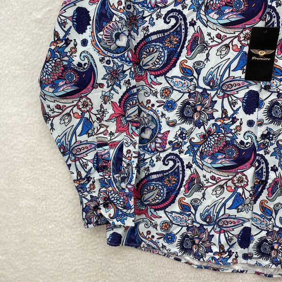 Premiere Multicolor Paisley Shirt Button Up Long Sleeve Polyester Mens 5XL NWT - Picture 8 of 16